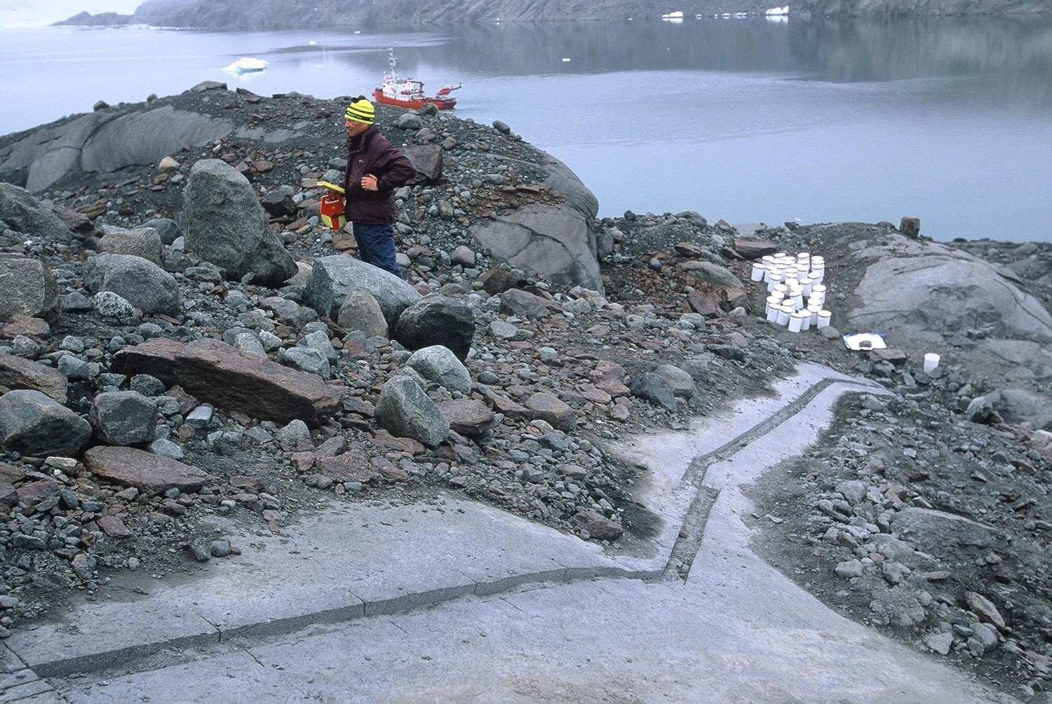 Field camp on the shore of the fjord below the Skaergaard Intrusion